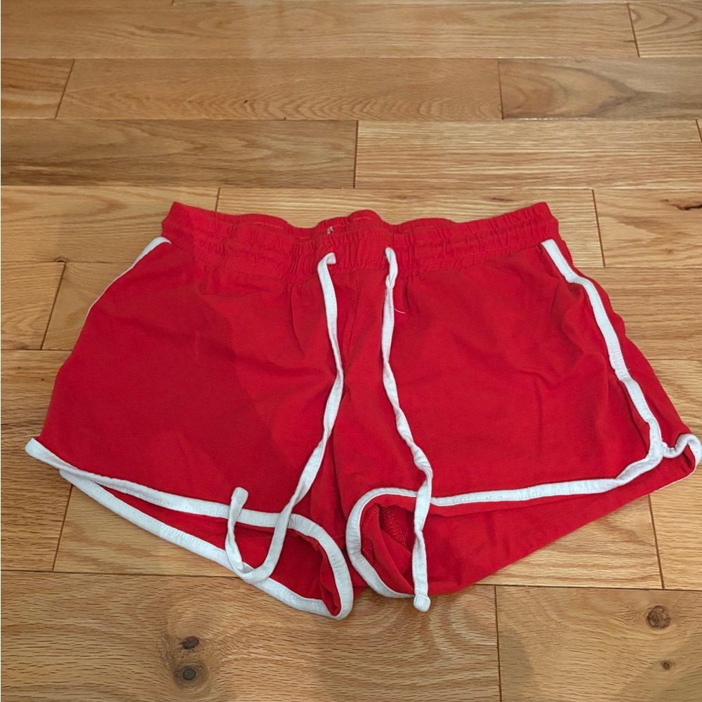 Ardene Red Athletic Shorts with White Trim